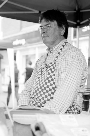 Trader from Imbhams farm at Lewes Farmer's Market 6th August 2011